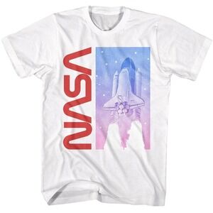 Nasa Shuttle In Flight White Adult Tshirt
